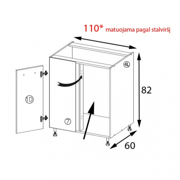 Dešininė spintelė GLO-25D 1