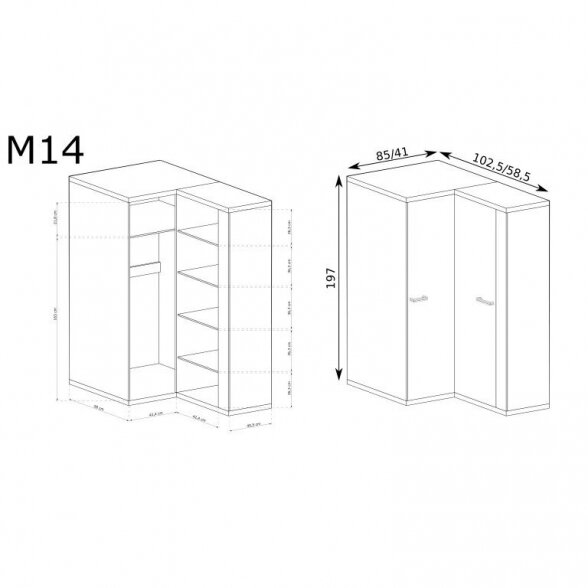 Kampinė spinta M14 2