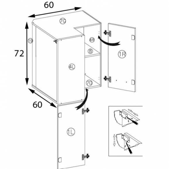 Kampinė spintelė PRE-54G 1