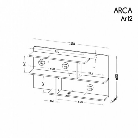 Pakabinama lentyna ARCA AR12 1