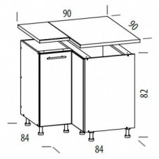 Universali kampinė spintelė T26/D90NW