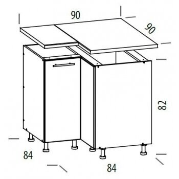 Universali kampinė spintelė T26/D90NW 1