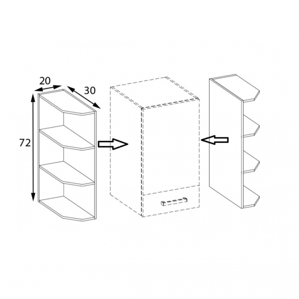 Viršutinė kampinė lentyna FL-46G 1